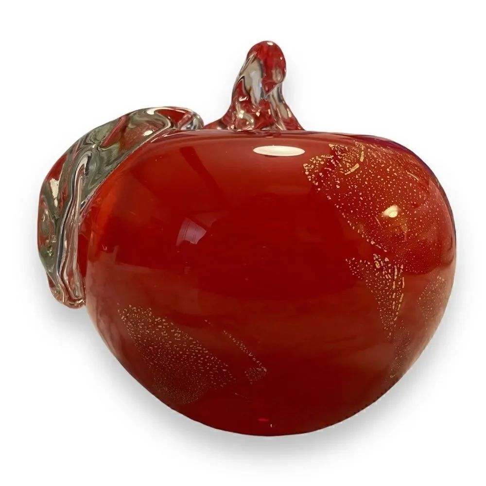 Red Apple Art Glass Paperweight
